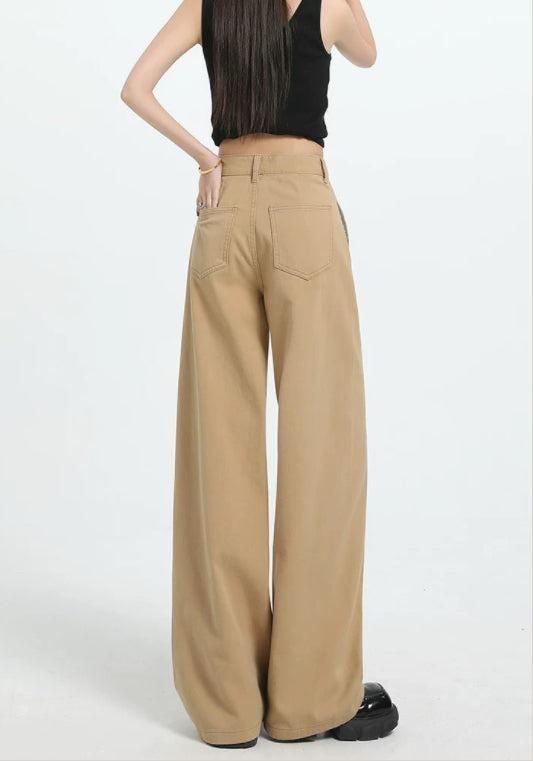 卡其直筒褲