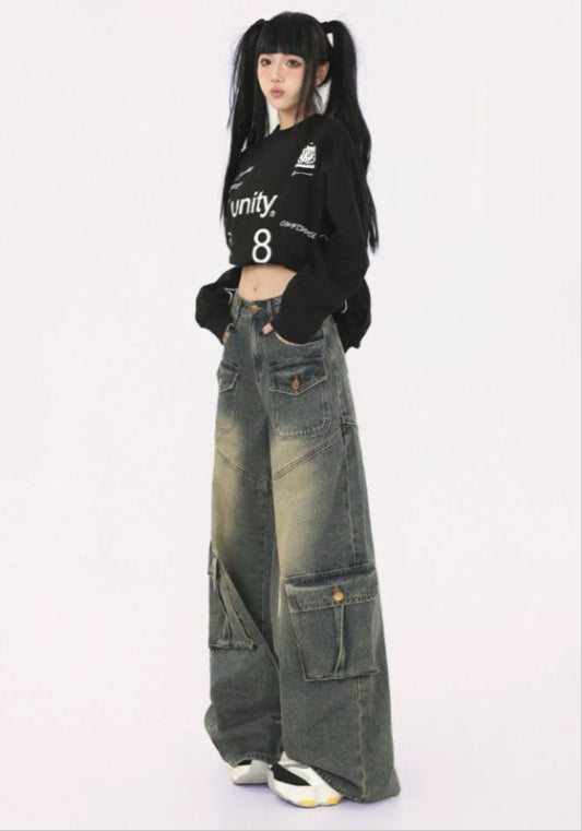 復古工裝牛仔褲