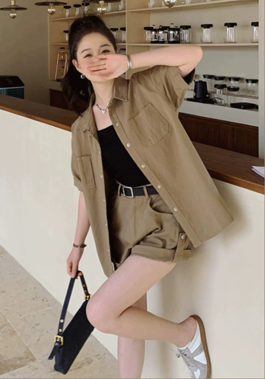 卡其工裝套裝