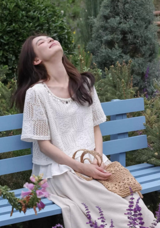 假兩件網格上衣