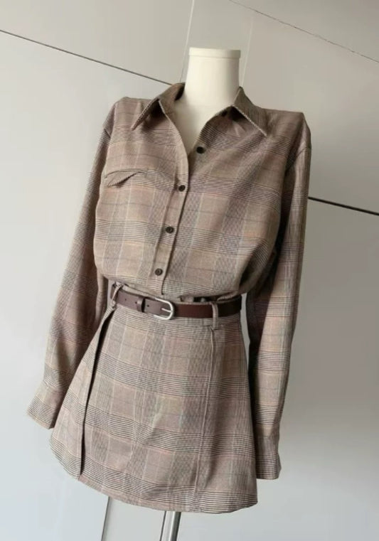 格仔襯衫裙套裝