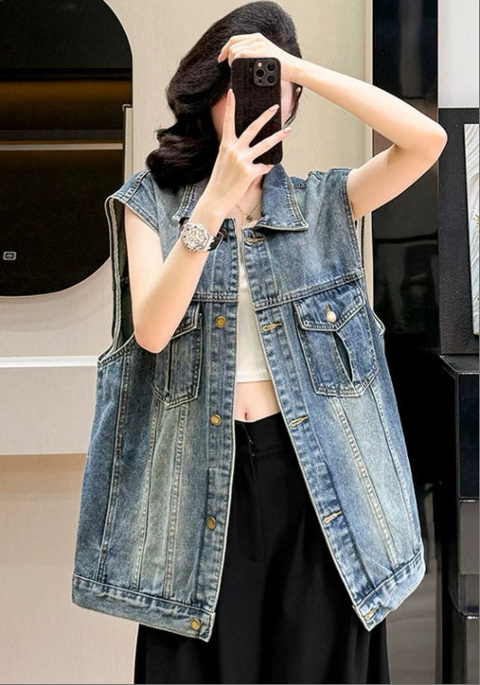 寬鬆牛仔馬甲
