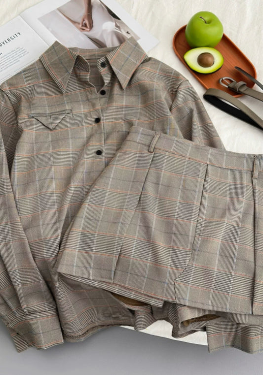 格仔襯衫裙套裝