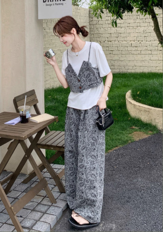 假兩件花紋套裝