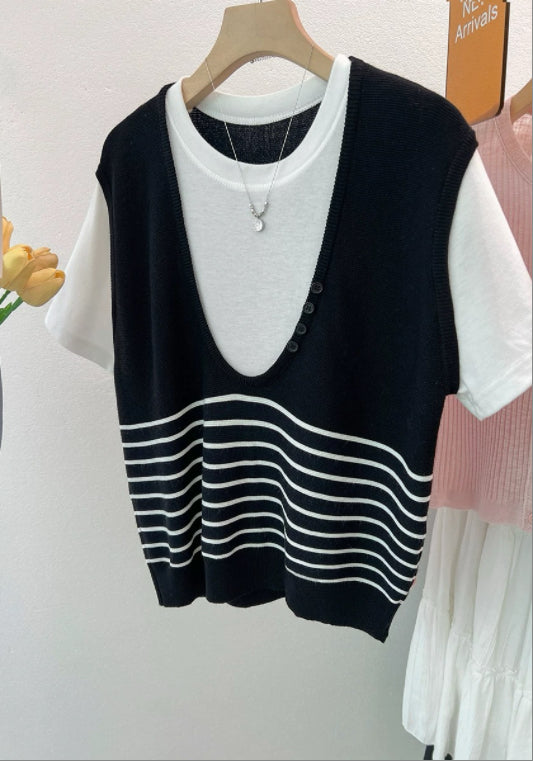 假兩件條紋上衣