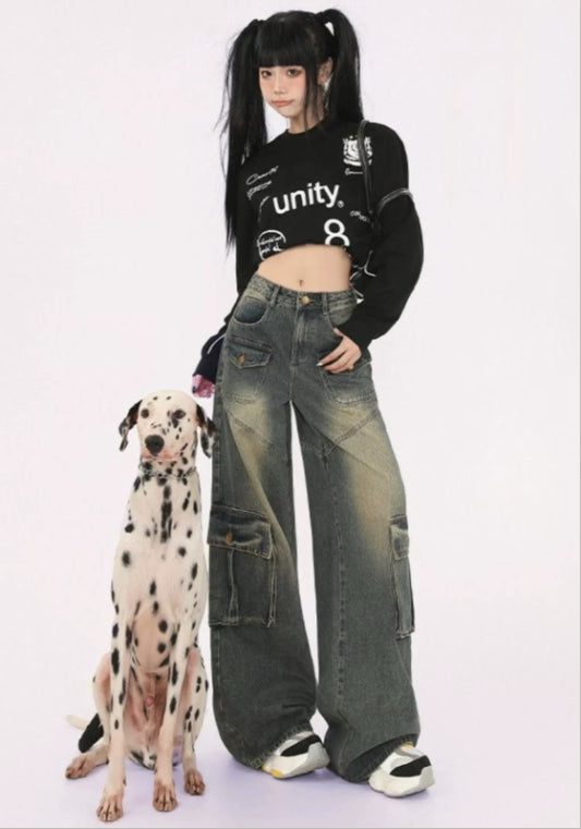 復古工裝牛仔褲