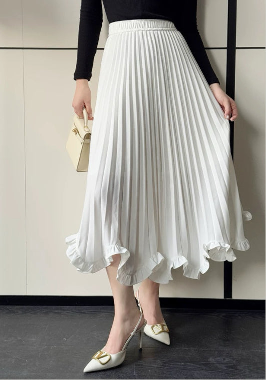 卷邊百褶長裙