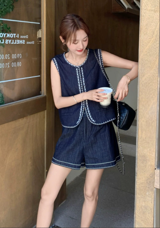 刺繡牛仔兩件套