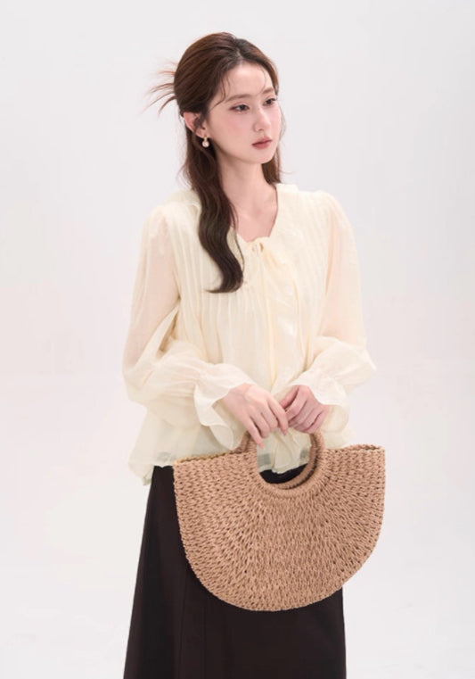 天絲荷葉邊襯衫