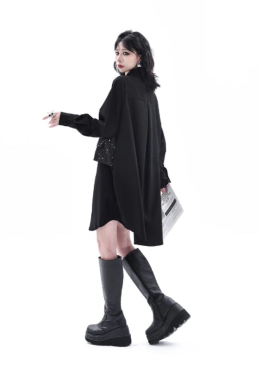 亮片背心拼接裙