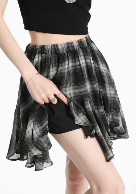 格子天絲半裙