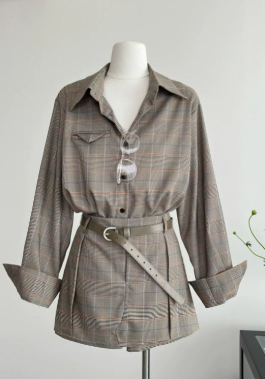 格仔襯衫裙套裝