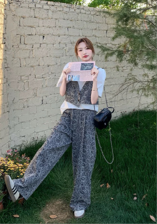 假兩件花紋套裝