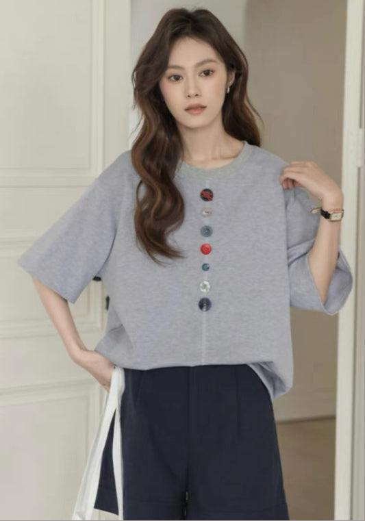 彩色扣T恤