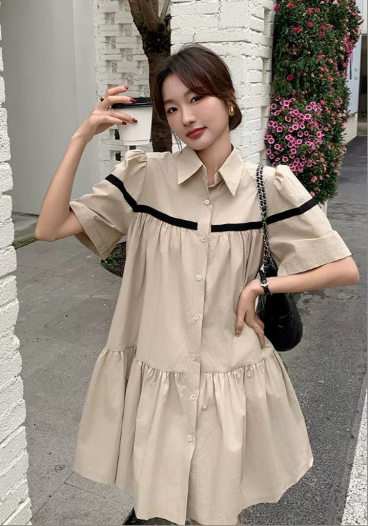 卡其連衣裙