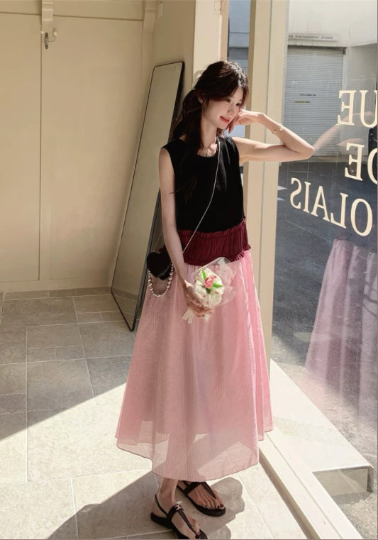 天絲拼接裙