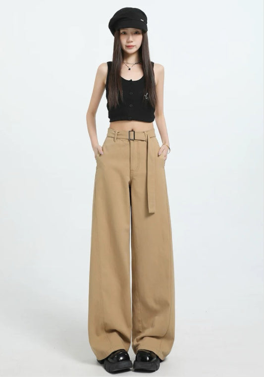 卡其直筒褲