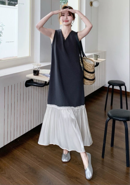 天絲拼接背心裙