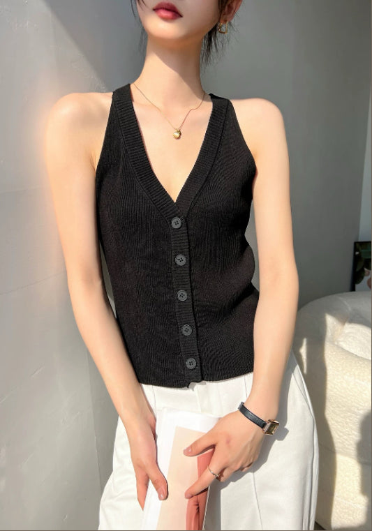 V領針織馬甲