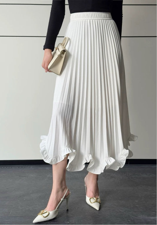 卷邊百褶長裙