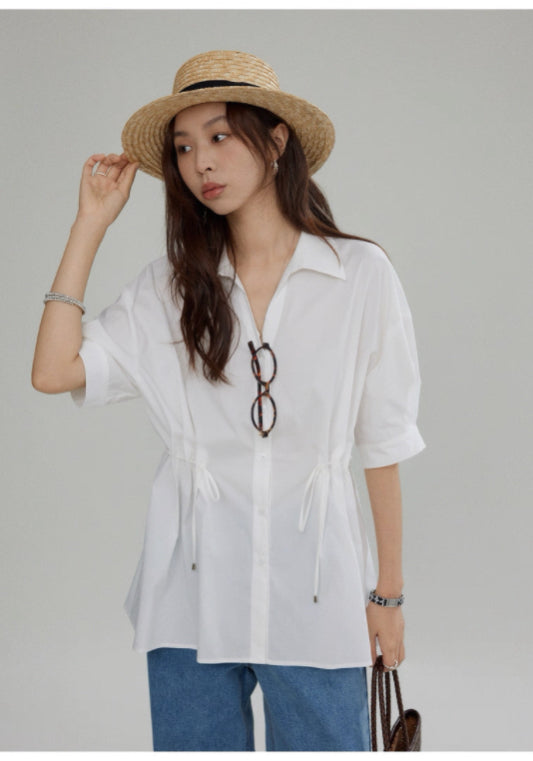 收腰抽繩襯衫