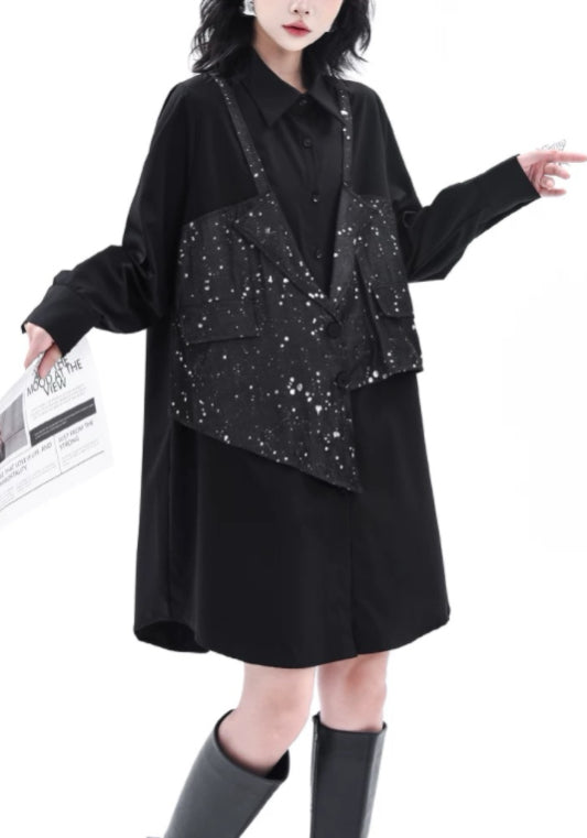 亮片背心拼接裙