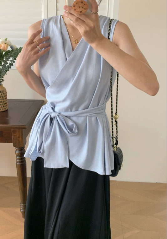 冰絲交叉領上衣