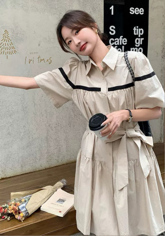 卡其連衣裙