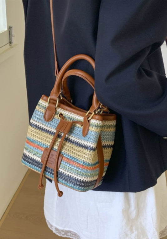 彩色辮子水桶包