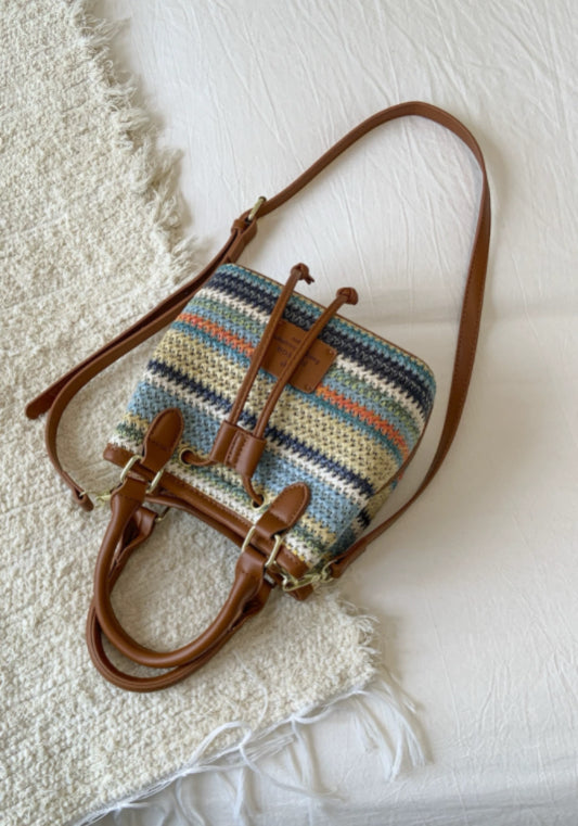 彩色辮子水桶包