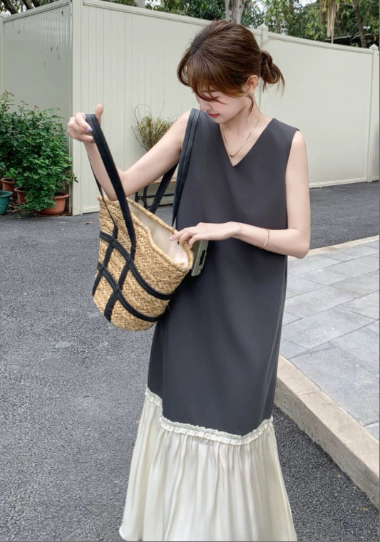 天絲拼接背心裙