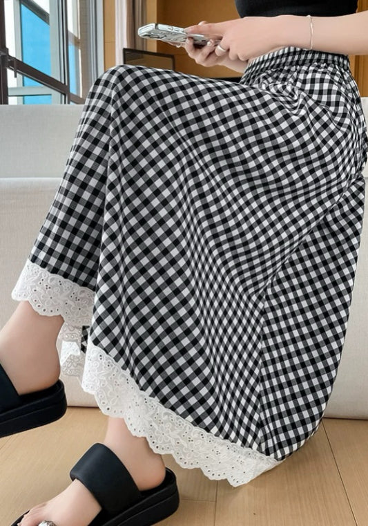 格仔蕾絲半裙
