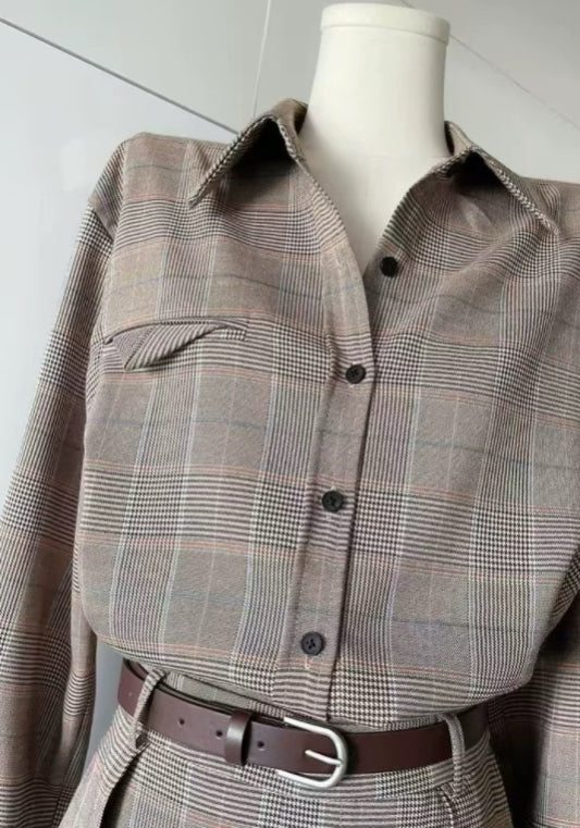 格仔襯衫裙套裝