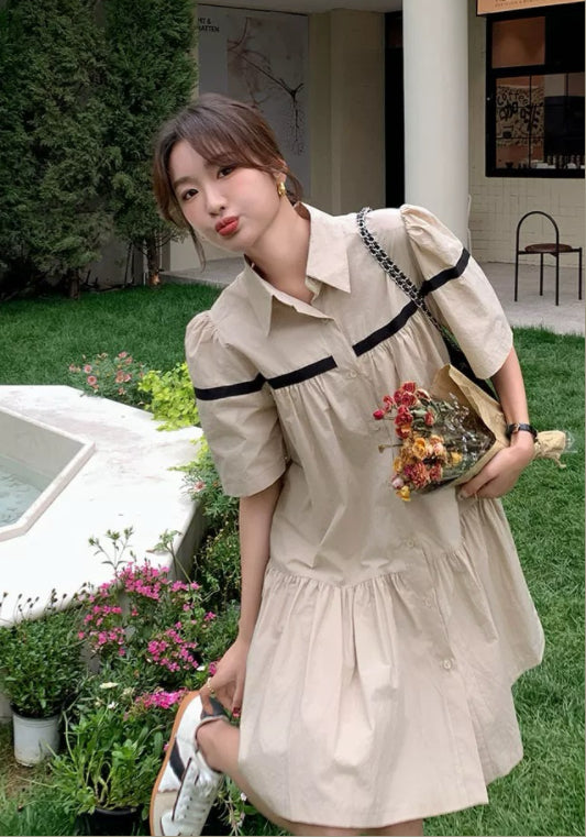 卡其連衣裙