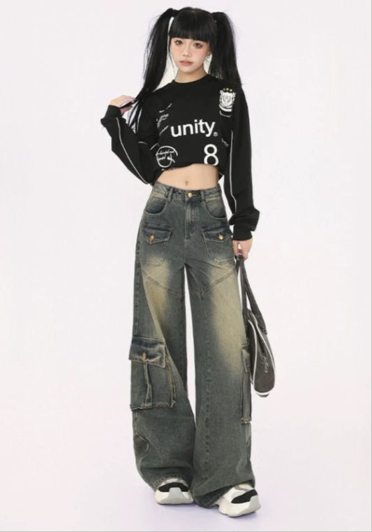 復古工裝牛仔褲