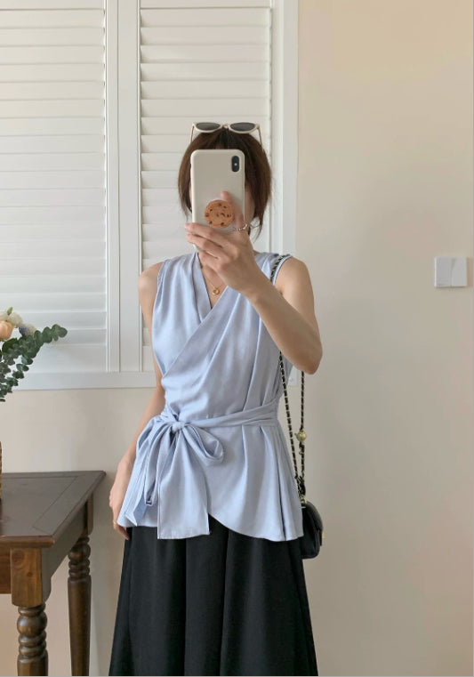 冰絲交叉領上衣