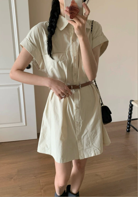 卡其工裝短裙