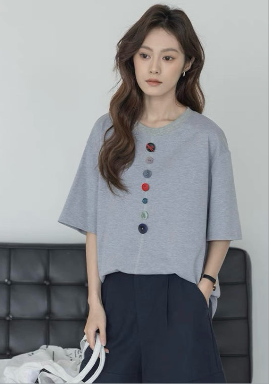 彩色扣T恤