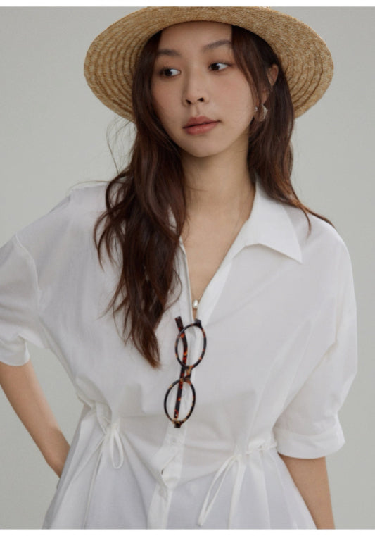 收腰抽繩襯衫