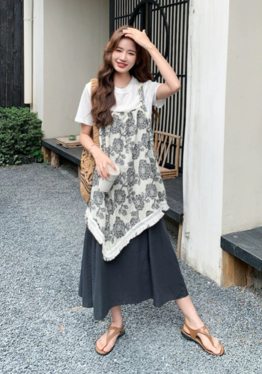 拼接碎花裙套裝