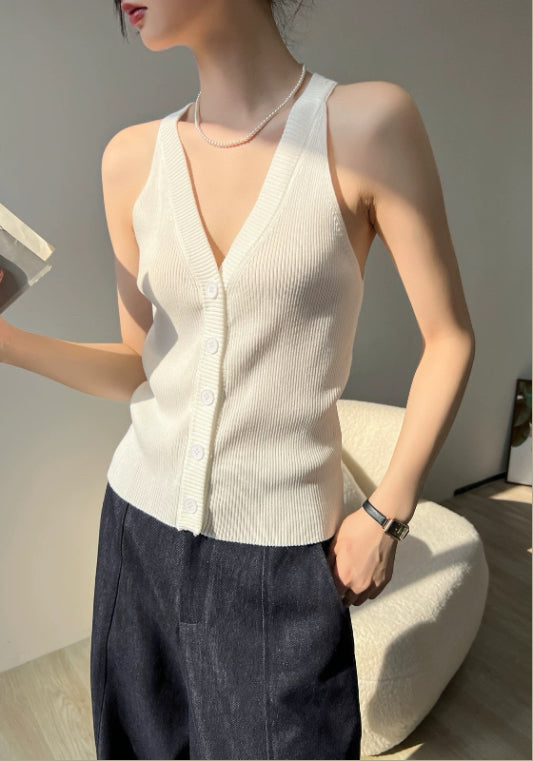 V領針織馬甲