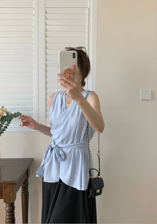 冰絲交叉領上衣