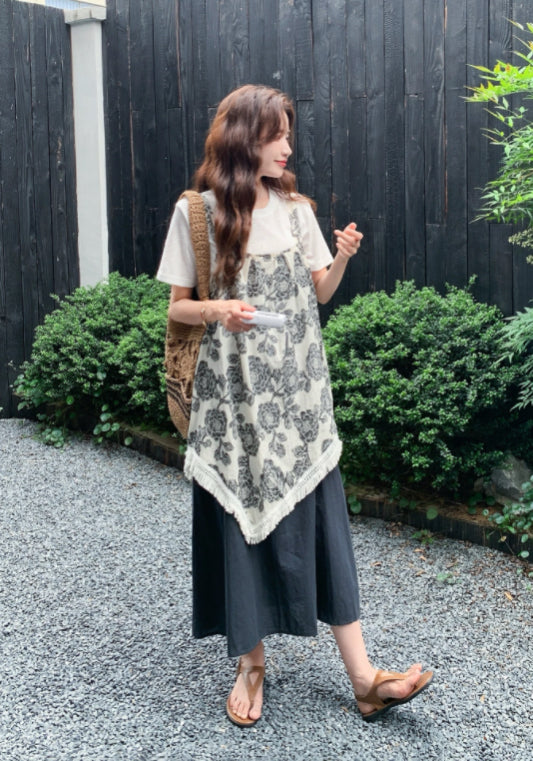 拼接碎花裙套裝