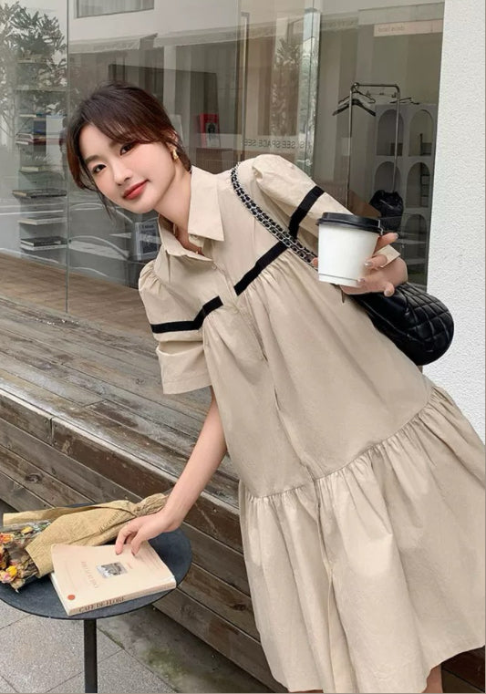 卡其連衣裙