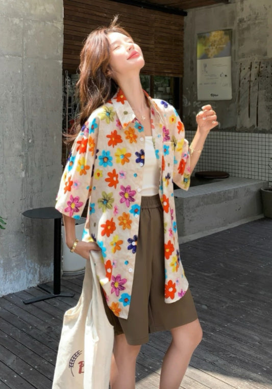 彩色花襯衫