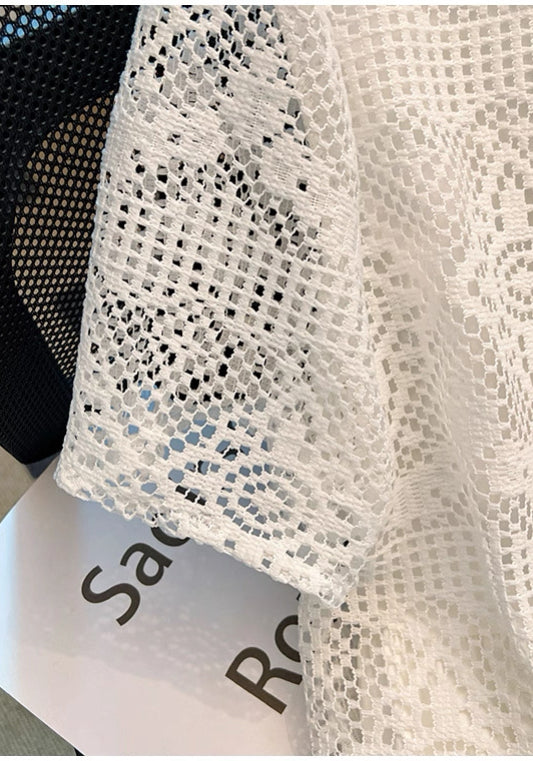 假兩件網格上衣