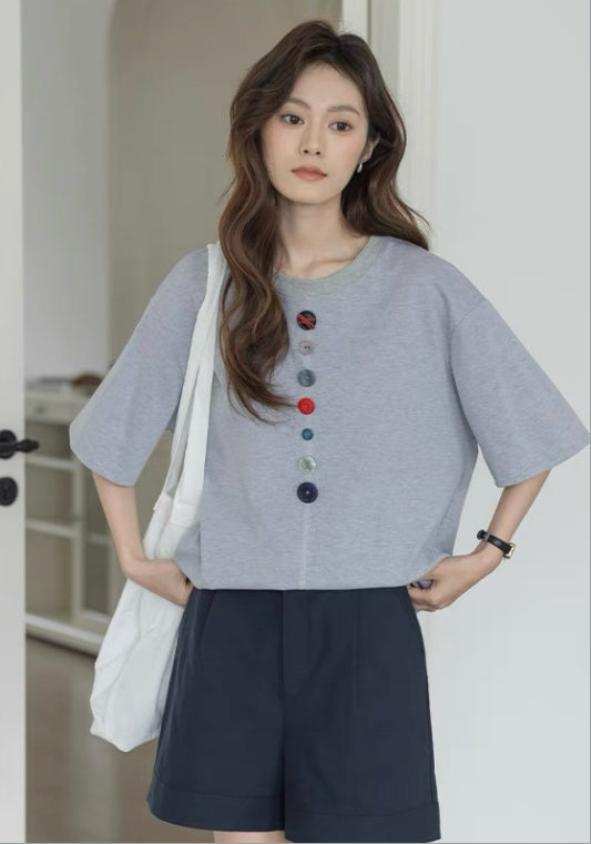 彩色扣T恤