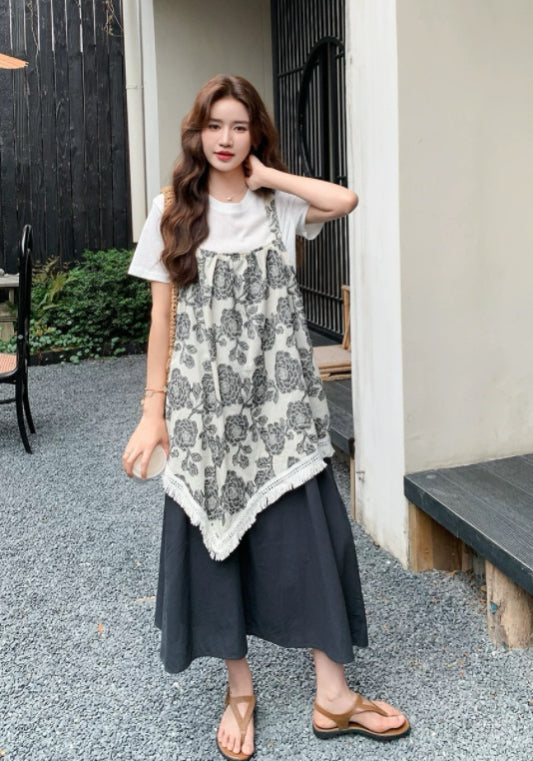 拼接碎花裙套裝