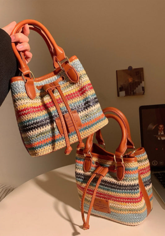 彩色辮子水桶包