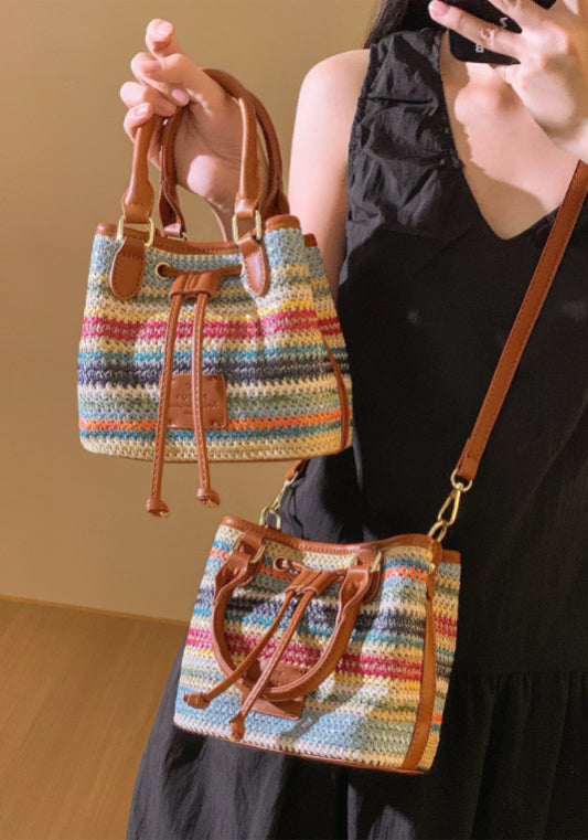 彩色辮子水桶包